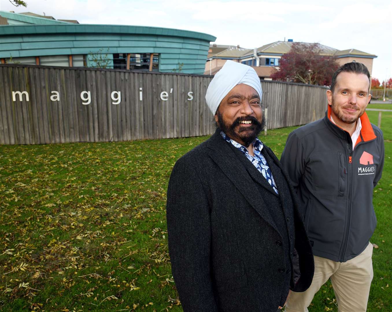 Tony Singh MBE and Andrew Benjamin, Maggies Fundraising Manager outside Maggie's Highland Picture: James Mackenzie