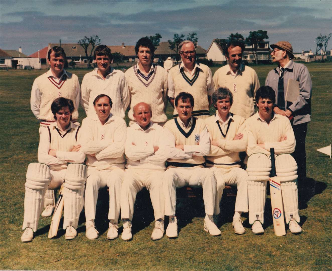 The Northern Counties Cricket Club won the Senior Knock-Out Cup again in 1986. Back: W.G.A. Jaffrey, G. Scott, S. Bignell, B. Wilson, W.J. Dishington, G. Kitcher (scorer); front: N. Gallacher, I. Rankin, A.P. Borrie, K.D. McCorquodale, R.A. Miller, R. Munro.
