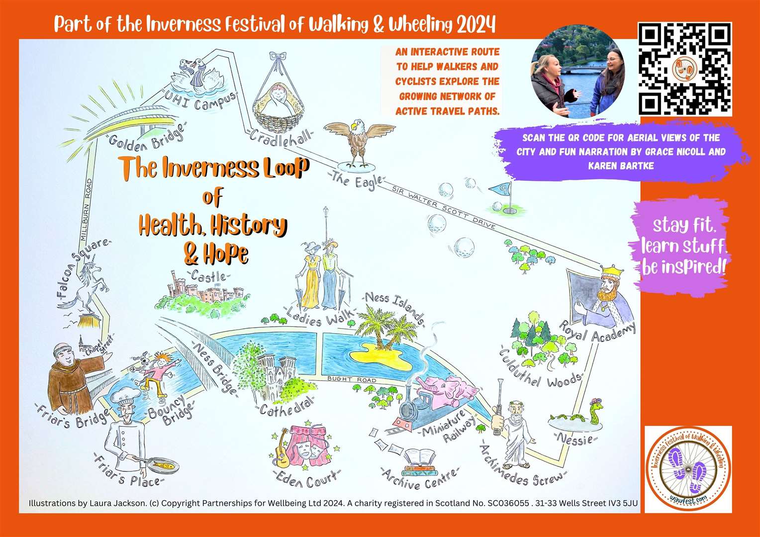 Map for The Inverness Loop of Health, History and Hope.